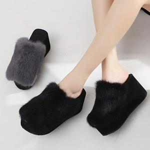 토끼털 슬리퍼 통굽 여성 털 키높이