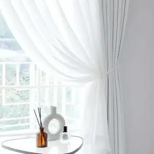 더다크 100  빛차단 암막+심플 쉬폰 거실 특대형커튼 4장+커튼봉15자