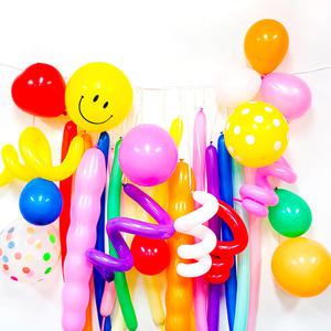 생일 풍선 장식 가랜드 세트 약 22개입 파티클럽 다양한 풍선 일반 요술 투명 꽈배기 풍선