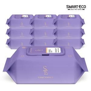 스마트에코 고평량 써밋75g 퍼플 77매 10팩 캡형 엠보 아기물티슈