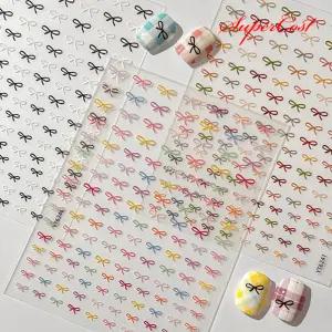 네일아트 심플 미니 메탈 매듭 리본 네일스티커 10종