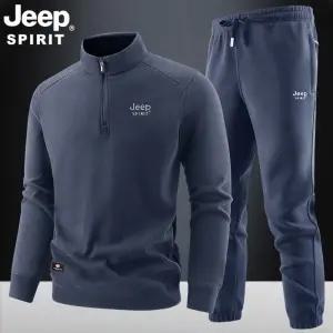 JEEP SPIRIT 남자 운동복 세트 가을 겨울 기모 트레이닝복