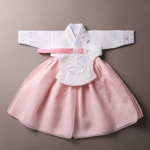 [꼬까한복]새빛이중치마 화이트 여아한복 백일 돌한복