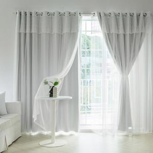 더다크 100  빛차단 암막+디망쉬 레이스 거실 특대형커튼 4장+커튼봉15자