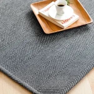 스칸디앤홈 먼지없는 쉐브론 사이잘룩 러그 거실 카페트 다크그레이 200x300