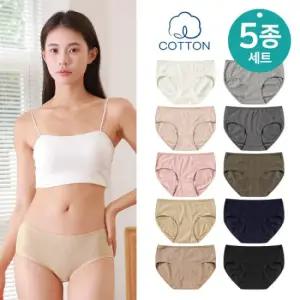 여성 면팬티 5매세트 [기획 순면 미디] 90~110 빅사이즈 여성 여자 삼각 팬티