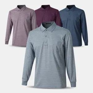 중년 남성 면혼방 긴팔 카라 티셔츠 THA07 봄 가을