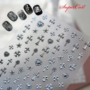 네일아트 빈티지 메탈 크롬 키치 엔틱 십자가 스티커