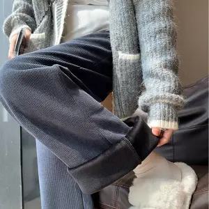 여성 와이드 팬츠 밴딩 일자핏 코듀로이 여성 기모 바지 겨울 하이