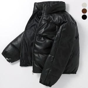 [후앙스]오버핏 인조가죽 하이넥 숏패딩 DRPD8857