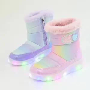 [보리보리/레비스풋]라이팅 더블하트 키즈 주니어 겨울 털안감 여아 LED 겨울부츠