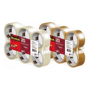 3M 스카치 포장용 테이프 3615 3인치 6입 48mm X 50M 6롤 박스 포장 테잎 번들팩 (투명/갈색)