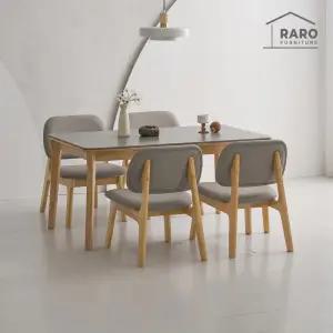 [/착불배송] 뉴턴 1400 포세린 통 세라믹 낮은 4인 식탁 세트 (식탁+의자4)