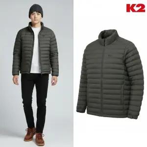 [백화점 출고] K2 패딩 남자 부스트 스탠다드 경량 다운 카키 퀼팅 숏 자켓 점퍼