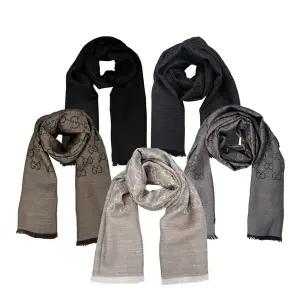 [구찌] 스카프 GG 자카드 165904 울 실크 방도 양면형 공용