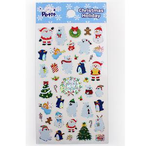 5476 크리스마스 홀리데이 스티커 홀로그램 겨울 카드 데코 장식