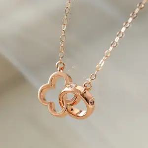 18K 에뚜알 목걸이 클로버 원형 큐빅 ETBCN182