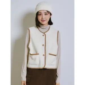 [롯데백화점]폴햄 여성 덤플 플리스 파이핑 크롭 베스트 PHE4TC2350