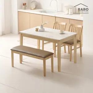 [/착불배송] 디어 1200 유광 포세린 통 세라믹 4인 식탁 세트 (식탁+의자2+벤치