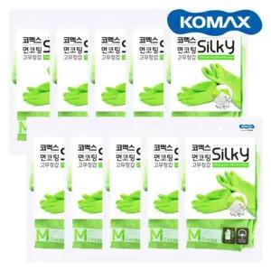 코멕스 면코팅 실키 고무장갑 그린M중 X 10개