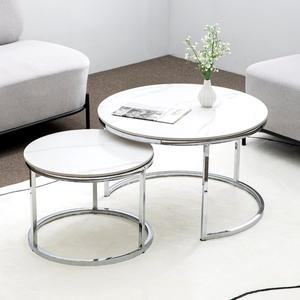 [공간미가구]세라믹 트윈 소파 테이블 500+700 원형 카페 거실