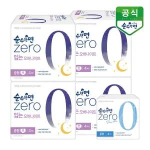 순수한면 제로 입는 오버나이트 생리대 중형 4P x 4팩 + 중형4p