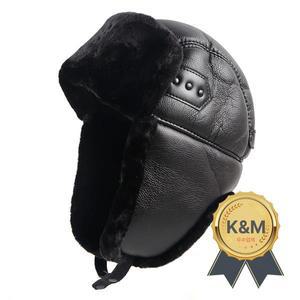 귀덮개 겨울 모자 남성 2025 가을 블랙 PU 가죽 모자 따뜻한 우샨카 러시아 인조 모피 항공 점퍼 트래퍼 모