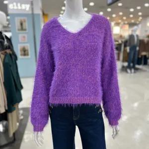 [르니앤맥코이]배색 브이넥 루즈핏 니트 MM12KN702