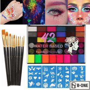 42색 얼굴 바디 페인팅 세트 수용성 글로우 네온 페이스 페인트 아트 화려한 할로윈 축제 파티 메이크업 키