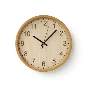 우드 무소음 원형 벽시계 30CM무 인테리어 벽걸이 아날로그 바늘 무벽