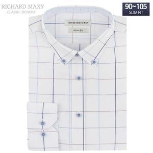 [슬림] 화이트 체크 슬림핏 와이셔츠 - SMA1247