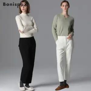 보니스팍스 기모안감 밑단 언발 뒷밴딩 팬츠