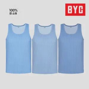 BYC 남성 순면 3매입 런닝세트 체크패턴 민소매 MCF2244