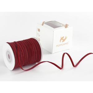 후이황 레드 벨벳 리본 1/8인치 x 50야드 얇은 싱글 페이스 빈티지 선물 포장, 크리스마스 장식, 청첩장,