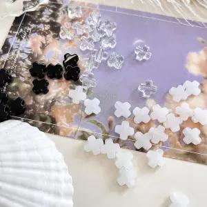 [6개]관통형 10mm 글래스 십자 팬던트 3종 3-206 비즈공예 팔찌만들기