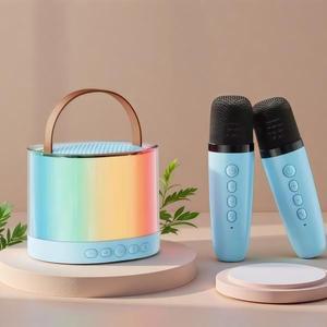 K52 무선 블루투스 스피커 멀티 2개의 마이크 포함 RGB 휴대용 음악 플레이어 노래방 기계  가정 선물용