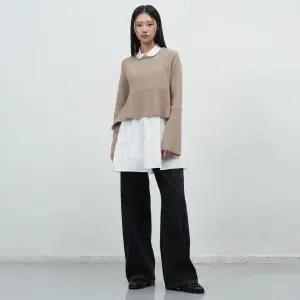 WOMAN 니트 레이어드 러플 셔츠 원피스 [2COL] / WBE4L15510