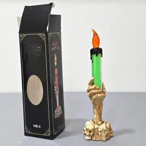 LED 촛대 해골손 그린 할로윈 불빛 장식 파티용품 인테리어 공포 데코 반짝이 램프 소품