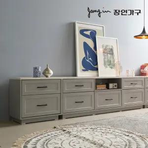 장인가구 엘리아 그레이 대리석패턴 2400 높은 거실장