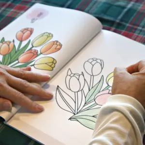 어르신 색칠공부 치매 어르신 시니어 노인 성인 컬러링북 꽃 음식 도안