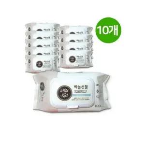 하늘선물 물티슈 (100매 캡형) 10개 아기물티슈
