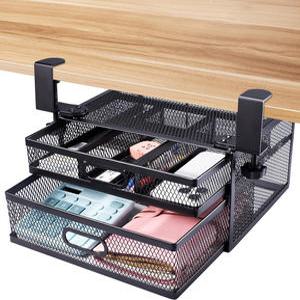 카자리코 무타공 책상 밑 2단 서랍 테이블 수납함 클램프식 공간활용 소품정리 서랍장