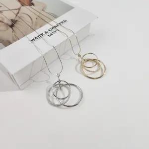 국산 오링 펜단트 3개의 미러 함마톤 분체 오링의 롱 줄 길이 조절 가능 목걸이 3499