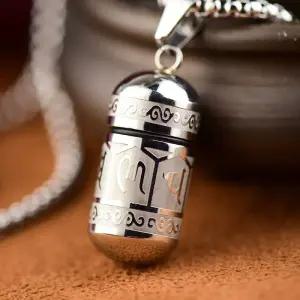 티타늄강 소형 약통 휴대용 알약 목걸이 캡슐 방수 방습