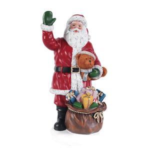 테디 베어와 함께한 크리스마스 산타클로스 피규어, 11.81인치 홀리데이 장식, 선물 가방, 빨간색 및 흰색 전통 디자인