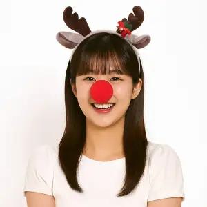 루돌프 머리띠+코 파티세트 분장 코스튬 사슴 성탄절 크리스마스 파티용품