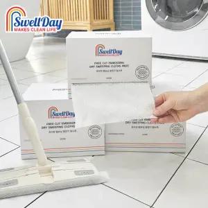 스웰데이 프리미엄 엠보싱 정전기 청소포 프리컷 600매 (300매X2박스)