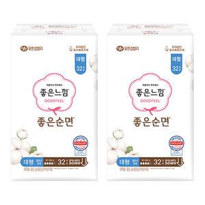 좋은느낌 좋은순면 날개형 울트라슬림, 대형, 32매, 2개