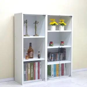 드림퍼니처 드림1036 유리문 깊이30cm A4화일 3단 장식장 4단 진열장 다용도 수납장 피규어 소품장 책장 공간박스 틈새장