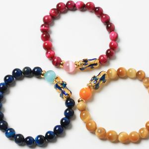 재물운 성공운 온도변화 변색 비휴 옥 원석 염주 팔찌